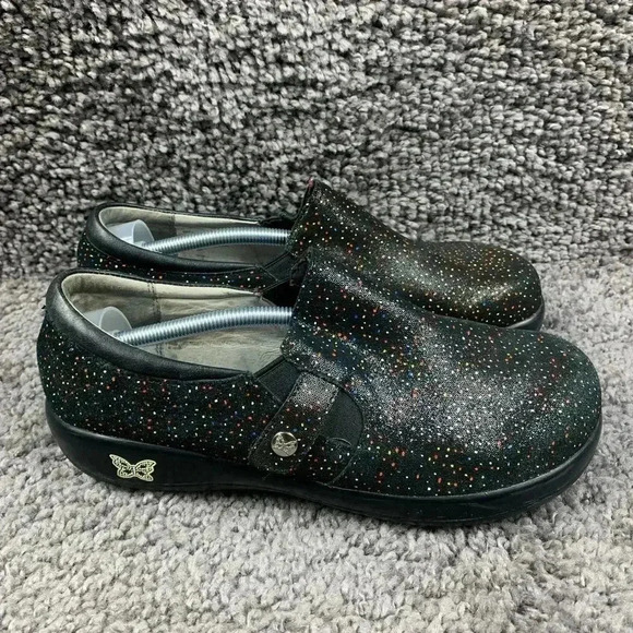 Alegria KAR-763XW Paityn Confetti Sprinkles Black Slip-On Clogs 40 US 9.5-10 - Picture 3 of 8
